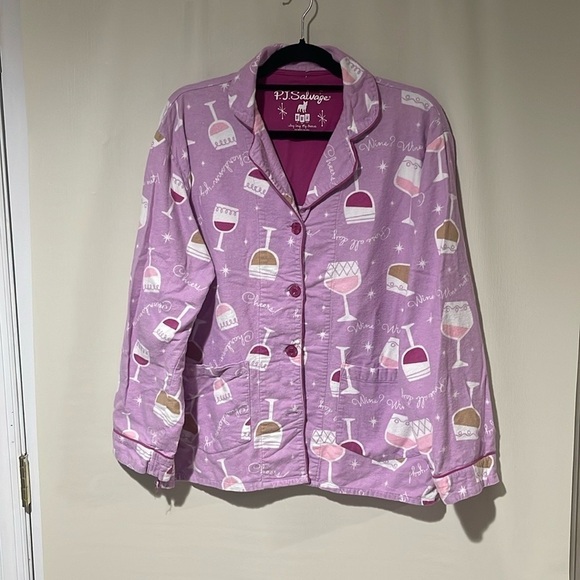 PJ Salvage Women's Pajamas Button Up Shirt Top Medium - Picture 1 of 14